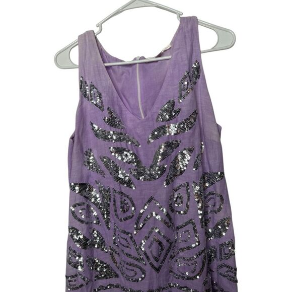 Boston Proper Lavender Purple Sequin Line. blend Mini Dress Size 10 Princess - Picture 2 of 12